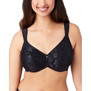 Wacoal 40D Awareness Bra Black Floral Jacquard Underwire 85567 Full Coverage